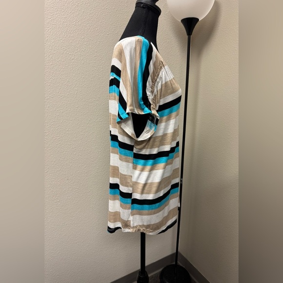 NY Collection Striped V-Neck Women's Top size XL NWT - Picture 2 of 7